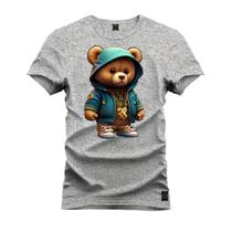 Camiseta T-Shirt 100% Algodão Estampada Durável Ursinho De Capuz