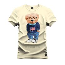 Camiseta T-Shirt 100% Algodão Estampada Durável Urso Bem Vestido