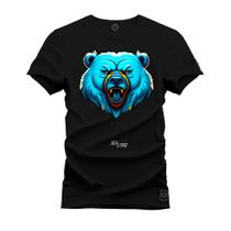 Camiseta T-Shirt 100% Algodão Estampada Durável Urso Cabeça