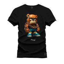 Camiseta T-Shirt 100% Algodão Estampada Durável Urso Corrente