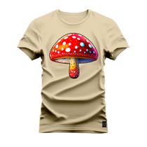 Camiseta T-Shirt Algodão 100% Algodão Cogumelo