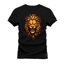 Camiseta T-Shirt Algodão 100% Algodão Leon Rugido