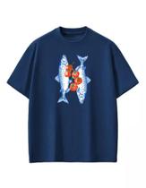 Camiseta T-shirt Algodão Estampa Fishi Love Tendencia