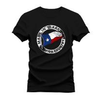 Camiseta T-Shirt Algodão Mácia Confortável Estampada Made In Texas - Vida Country
