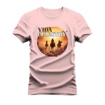 Camiseta T-Shirt Algodão Mácia Confortável Estampada Vida Country Paisagem