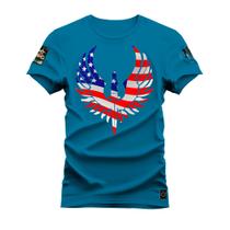 Camiseta T-Shirt Algodão Premium 30.1 Brasão American