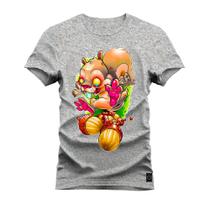 Camiseta T-Shirt Algodão Premium 30.1 Coelho Pata Rosa