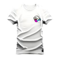 Camiseta T-Shirt Algodão Premium 30.1 Fantasminha Lingua Peito