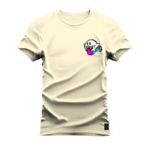 Camiseta T-Shirt Algodão Premium 30.1 Fantasminha Lingua Peito