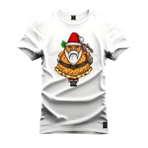 Camiseta T-Shirt Algodão Premium 30.1 Papai Noel Pizza