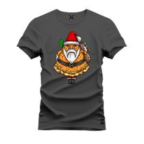 Camiseta T-Shirt Algodão Premium 30.1 Papai Noel Pizza