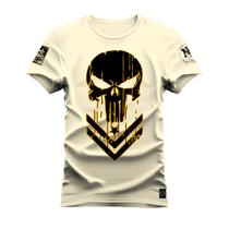 Camiseta T-Shirt Algodão Premium Estampada Caveira Block