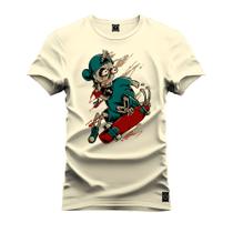 Camiseta T-Shirt Algodão Premium Estampada Caveira Skatista