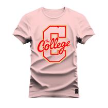 Camiseta T-Shirt Algodão Premium Estampada College