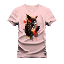 Camiseta T-Shirt Algodão Premium Estampada Coruja Olhar