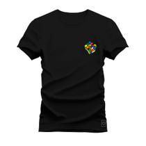 Camiseta T-Shirt Algodão Premium Estampada Cubo Nexstar Montado Peito