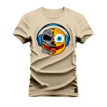 Camiseta T-Shirt Algodão Premium Estampada Emoji de fone