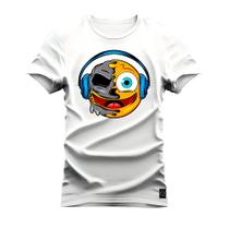 Camiseta T-Shirt Algodão Premium Estampada Emoji de fone