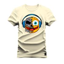 Camiseta T-Shirt Algodão Premium Estampada Emoji de fone