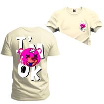 Camiseta T-Shirt Algodão Premium Estampada IM Ok Frente Costas