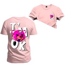 Camiseta T-Shirt Algodão Premium Estampada IM Ok Frente Costas