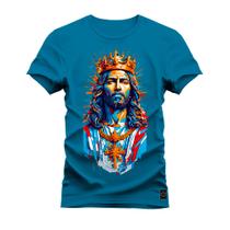 Camiseta T-Shirt Algodão Premium Estampada Jesus Cristo Aquarela