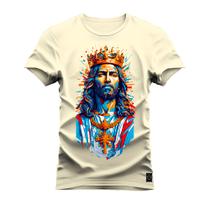 Camiseta T-Shirt Algodão Premium Estampada Jesus Cristo Aquarela