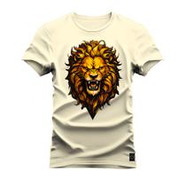 Camiseta T-Shirt Algodão Premium Estampada Leon Rugido