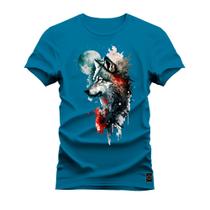 Camiseta T-Shirt Algodão Premium Estampada Lobo Pensador