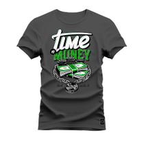 Camiseta T-Shirt Algodão Premium Estampada Time Money