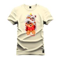 Camiseta T-Shirt Algodão Premium Estampada Urso Natalino