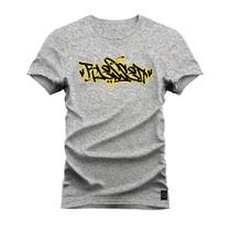 Camiseta T-shirt Algodão Unissex Street Estampada Grafite Amarelo