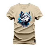 Camiseta T-shirt Algodão Unissex Street Estampada Lobo Sereno