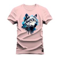 Camiseta T-shirt Algodão Unissex Street Estampada Lobo Sereno