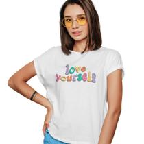 Camiseta T-Shirt Baby Look Feminina Algodão Estampada Love