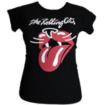 Camiseta T-shirt Babylook Feminina Estampada Rolling Cats