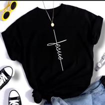 Camiseta T-Shirt blusa feminina Jesus cruz 100% Algodão premium Camiseta T-Shirt blusa feminina Jesus cruz 100% Algodão premium