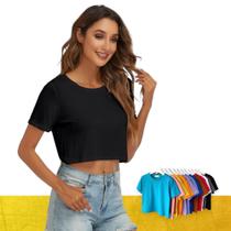 Camiseta T-shirt Blusinha CROPPED LISO Fitness Camiseta Feminina Corrida Academia 872 - Iron