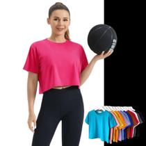 Camiseta T-shirt Blusinha CROPPED LISO Fitness Camiseta Feminina Corrida Academia 872 - Iron