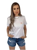 Camiseta T-Shirt Branca 100% Algodão Mini Logo Laranja Valansuelo