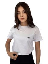 Camiseta T-Shirt Branca 100% Algodão Mini Logo Preto Valansuelo Camiseta T-Shirt Branca 100% Algodão Mini Logo Preto Valansuelo