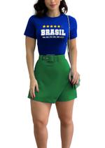 Camiseta T-shirt Brasil Copa Do Mundo Alto Relevo Algodão
