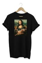 Camiseta T-shirt Camisa Monalisa Gato Arte Quadro Tumblr