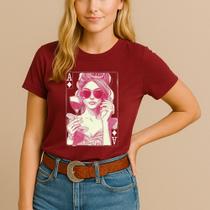 Camiseta T-shirt Casual Feminina Estampa Mulher Carta Modinha Algodão Look Fashion Básico Despojado Camiseta T-shirt Casual Feminina Estampa Mulher Carta Modinha Algodão Look Fashion Básico Despojado