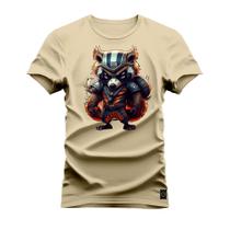 Camiseta T-Shirt Confortável Estampada Guaxinin Armadura