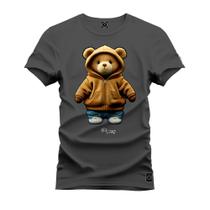 Camiseta T-Shirt Confortável Estampada Ursinho De Capuz Fofo