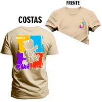 Camiseta T-Shirt Confortável Estampada Urso 4 Cores Frente e Costas