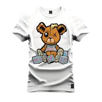 Camiseta T-Shirt Confortável Estampada Urso Marrom Boladinho