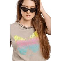 Camiseta T-shirt Estonada Feminina 100% Algodão Manga Curta Gola Redonda CANDY