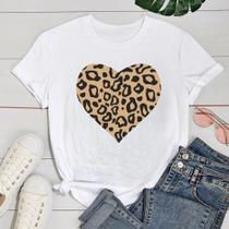 Camiseta T-shirt Familia Básica 100% Algodão Coração Animal Print - Adulto